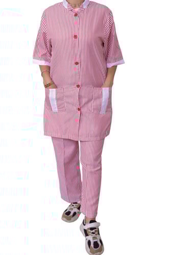 ملابس عاملات خطوط مقلمة 3 قطع