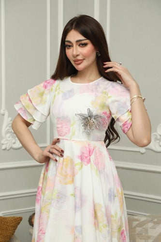 فستان العيد قصير مشجر أنيق