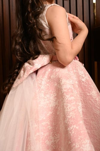 فستان العيد بناتي وردي منفوشة ثلاثي الأبعاد