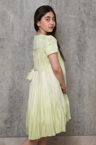 فستان بناتي قماش دانتيل مع شيفون