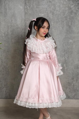 فستان بناتي سالي باللون الوردي