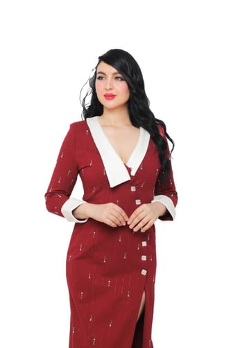 فستان ناعم قصة جانبية لونين