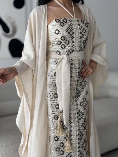 جلابية كشخة تصميم شرقي انيق 3 قطع