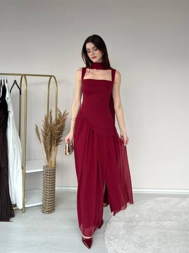 فستان ناعم قصة شيفون تركي