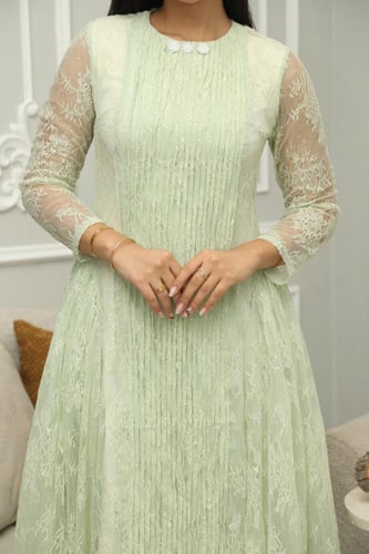 فستان العيد ميدي شيفون دانتيل