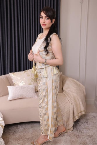 طقم تراثي فاخر - 3 قطع بلونين أنيقين