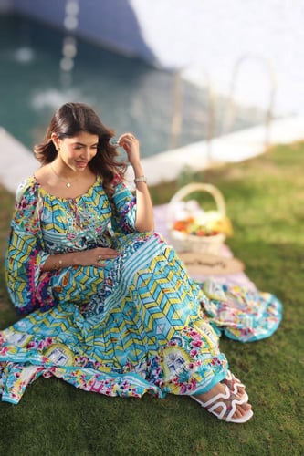 فستان صيفي ايطالي انيق ناعم باكمام واسعة