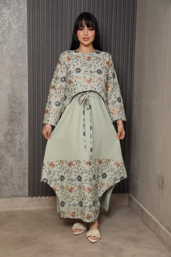 جلابية رمضانية باكمام واسعة مشجرة