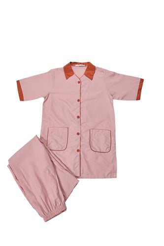 ملابس عاملات خطوط مقلمة قطعتين