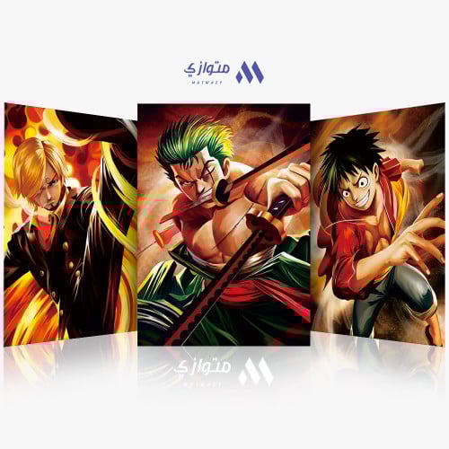 بوستر أنمي 3D متحرك - لوفي سانجي زورو من أنمي ون ب...