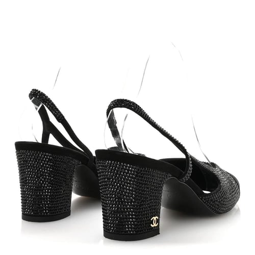 حذاء Chanel Strass Grosgrain Cap-Toe CC Slingback...