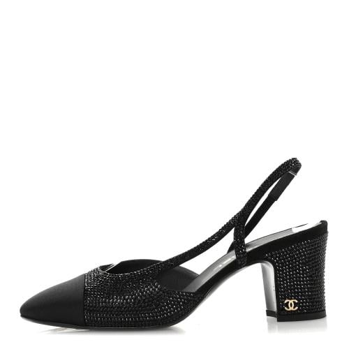 حذاء Chanel Strass Grosgrain Cap-Toe CC Slingback...