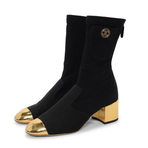 بوت كعب شانيل - Chanel Sock Boots