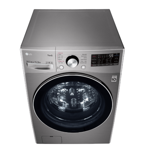 ال جي غسالة 15 كجم تحميل أمامي مع مجفف 8 كجم ، فضي...