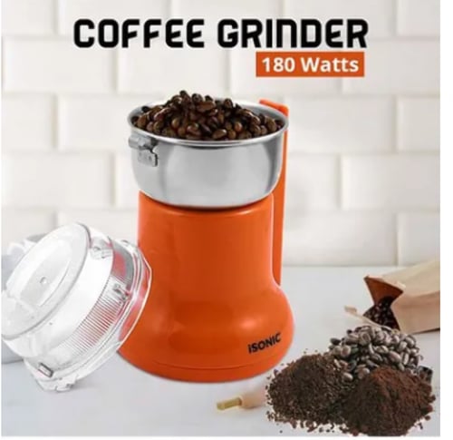ايسونيك مطحنة للقهوة والطعام - برتقالي وفضي - 180...
