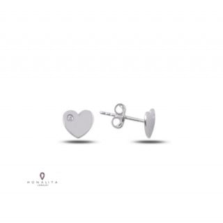 حلق قلب أنيق اللون فضي (E65) .