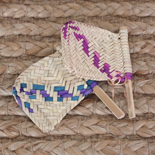 Small woven palm leaf fan