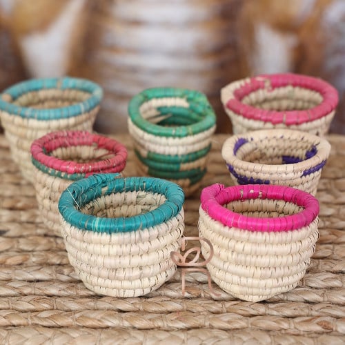 Mini woven basket (small) colorful