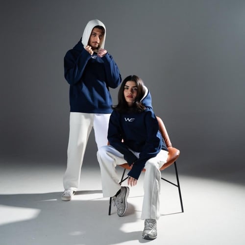 هودي دبل كاب Navy Double Cap Hoodie