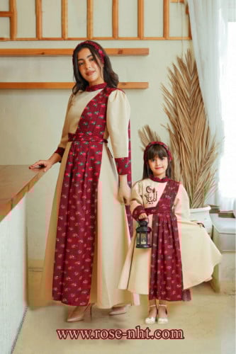 طقم الأم والبنت رمضاني (عنابي)