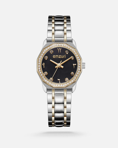 ساعة نسائيه ستيل بلون ذهبي وفضي