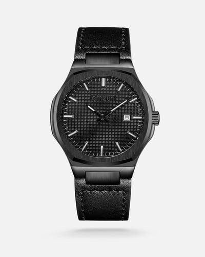ساعة رجالية جلد بلون أسود من إمزوري
