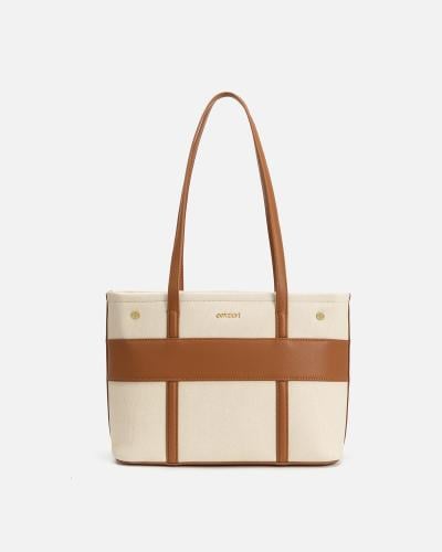شنطة نسائية كلاسيك بلون بني وبيج من امزوري