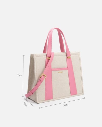 شنطة نسائية كلاسيك بلون وردي وبيج من امزوري