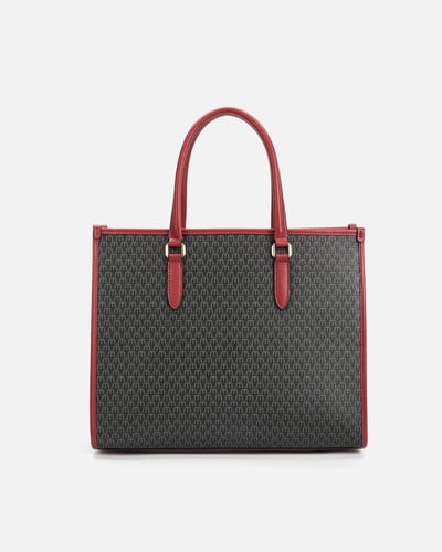 شنطة نسائيه من الجلد بلون أسود و أحمر