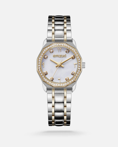 ساعة نسائيه ستيل بلون ذهبي وفضي