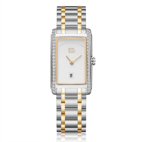 ساعة نسائيه من الستيل بلون فضي وذهبي