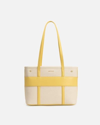 شنطة نسائية كلاسيك بلون أصفر وبيج من امزوري