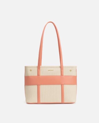 شنطة نسائية كلاسيك بلون وردي وبيج من امزوري