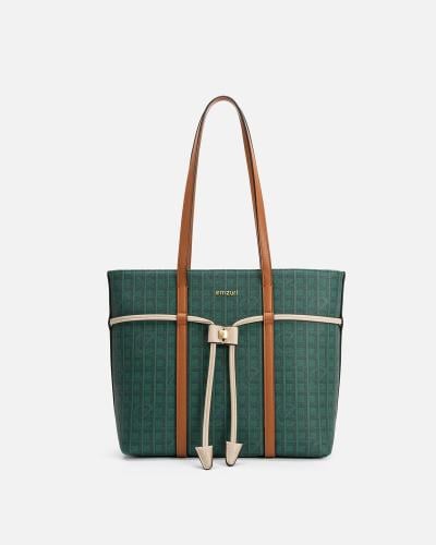 شنطة نسائية كلاسيك بلون أخضر و بني من امزوري