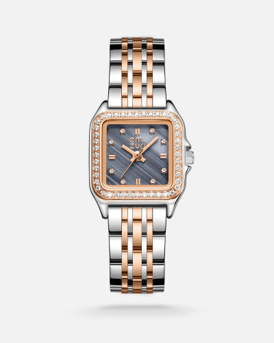 ساعة نسائيه ستيل بلون فضي وروز قولد