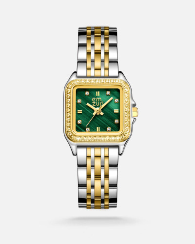 ساعة نسائيه من الستيل بلون فضي وذهبي