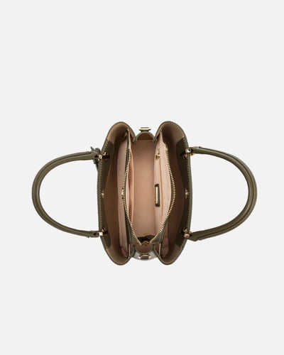 شنطة نسائيه بتصميم كلاسيك بلون زيتي