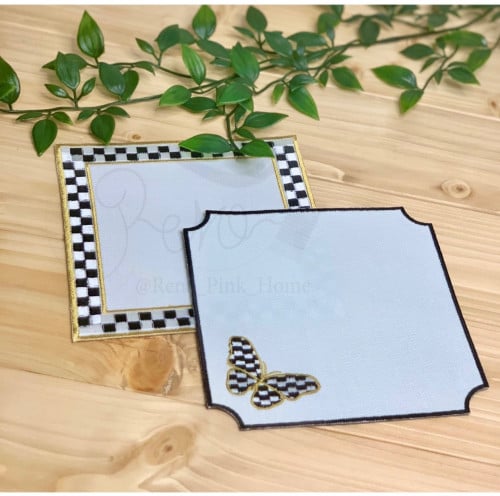 كوستر الشطرنج وفراشة ( قطعتين )