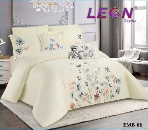 مفرش ليون مطرز مشجر نفرين 9 قطع قطن 100% حريري