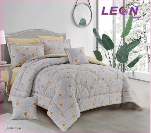 مفرش ليون نفرونص 4 قطع قطن مشجر / 758