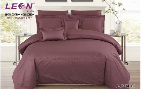 مفرش ليون 6 قطع حرير قطن نفر ونص 140*200 - لحمي