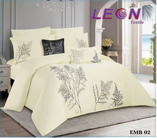 مفرش ليون مطرز مشجر نفرين 9 قطع قطن 100% حريري