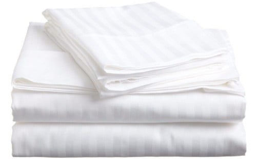 شرشف سرير قطن فندقي مقلم