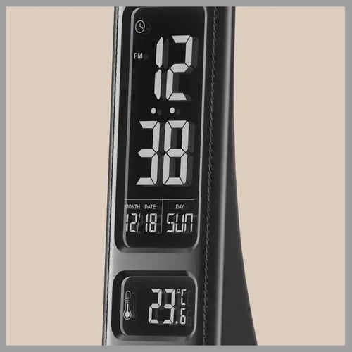 مصباح مكتبي لاسلكي مع ساعة وتقويم ودرجة حرارة الغر...