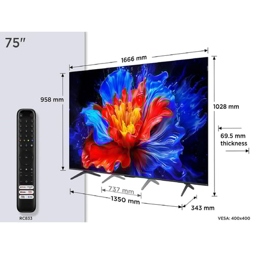 تي سي أل شاشة 75 بوصة سمارت جوجل TCL 75P8K - QLED...