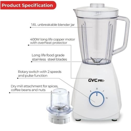 جي في سي برو خلاط جك مع مطحنة 2 في 1 - 600 واط - 1...