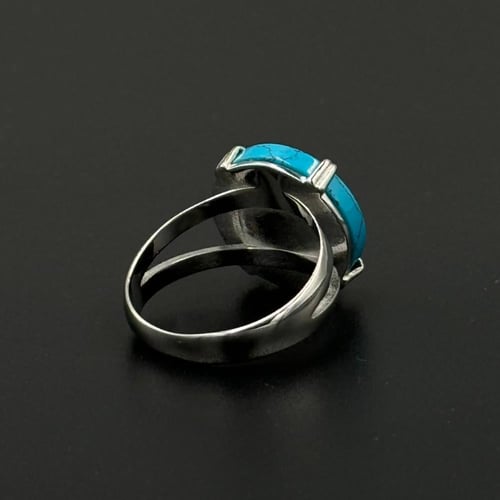 فيروز | خاتم ملكي دائري فضة عيار 925 - فيروزي