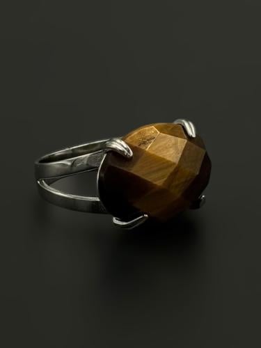 ببر | خاتم ملكي مخالب بارز فضة عيار 925 - عسلي ممو...