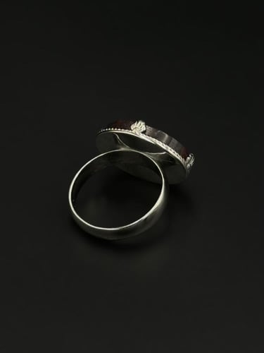 بن | خاتم ملكي تاج دائري فضة عيار 925 - بني