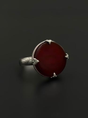 بن | خاتم ملكي تاج دائري فضة عيار 925 - بني